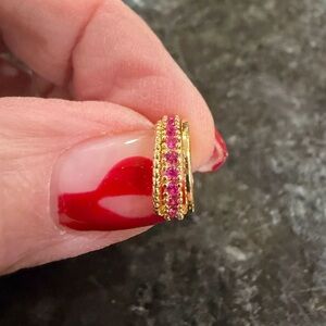 Gold and Pink Gemstone Ear Cuff